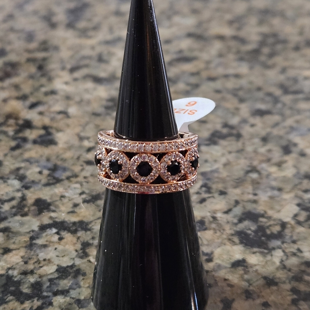 Bomb Party RG52531 "Bedazzling Stars" Black Onyx Cubic Zirconia Sz 6